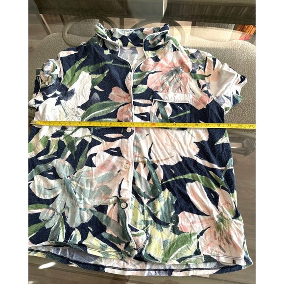 Floral Button-Down Lounge Shirt By Stars Above M Lightweight Fabric Tropical Pri - Picture 5 of 6